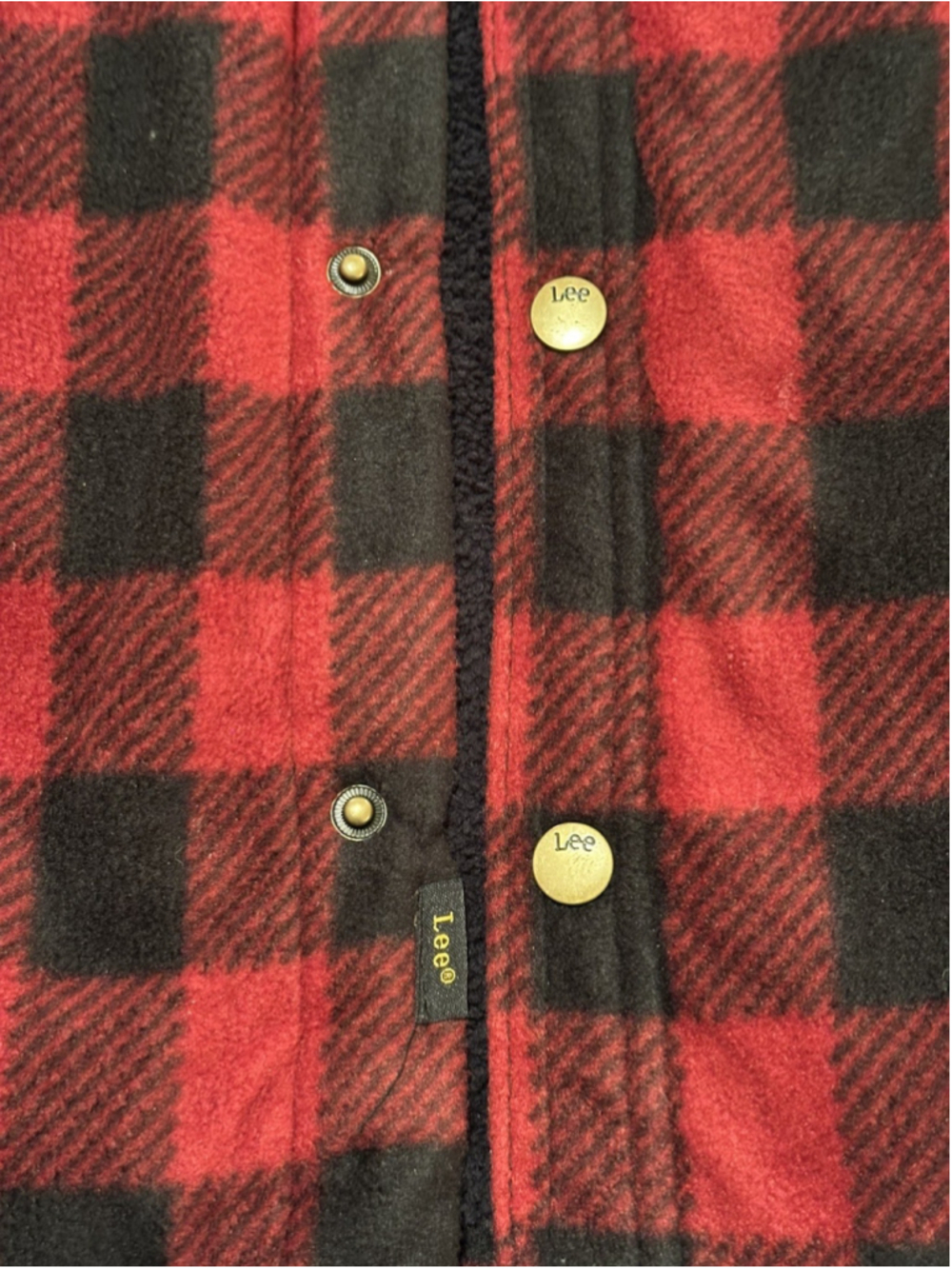 Lee Red Plaid Fleece Jacket Mens XL Soft Black Faux Sherpa Fur Lining NWT - Picture 7 of 16